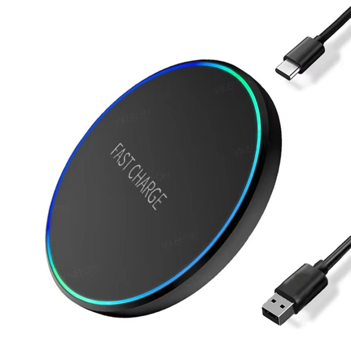 Mini Fast Wireless Charger Pad For iPhone 17 16 15 14 13 12 11 Pro Max Induction LED Light Charging Station For
