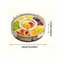 Divided Rotating Serving Tray with Lid and Handle, Portable Snackle Box for Fruits Snacks Veggie Charcuterie, Clear Snack Spinne. 