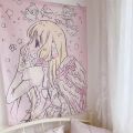 Kawaii Home Decor Wall Hanging Tapestry Anime Pink Girl Tapestry Wall Bedroom Background Decor Cute Fashion Lady Tapestries. 