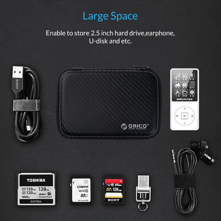 ORICO%202.5%20Hard%20Disk%20Case%20Portable%20HDD%20Protection%20Bag%20for%20External%202.5%20inch%20Hard%20Drive/Earphone/U%20Disk%20Hard%20Disk%20Drive%20Case%20Black%20-%20Image%202