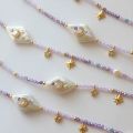 Natural moon and star purple beaded chain, fresh and elegant, fashionable accessory. 