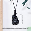1PC Natural Crystal Black Tourmaline Raw Stone Unpolished Jet Stone Net Bag Pendant Necklace For Men's Gifts. 