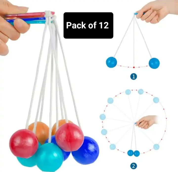 PACK of 12 Clacker Ball for kids Kat Kat game string rope Lato Tak Tak game anti stress ball kids toy