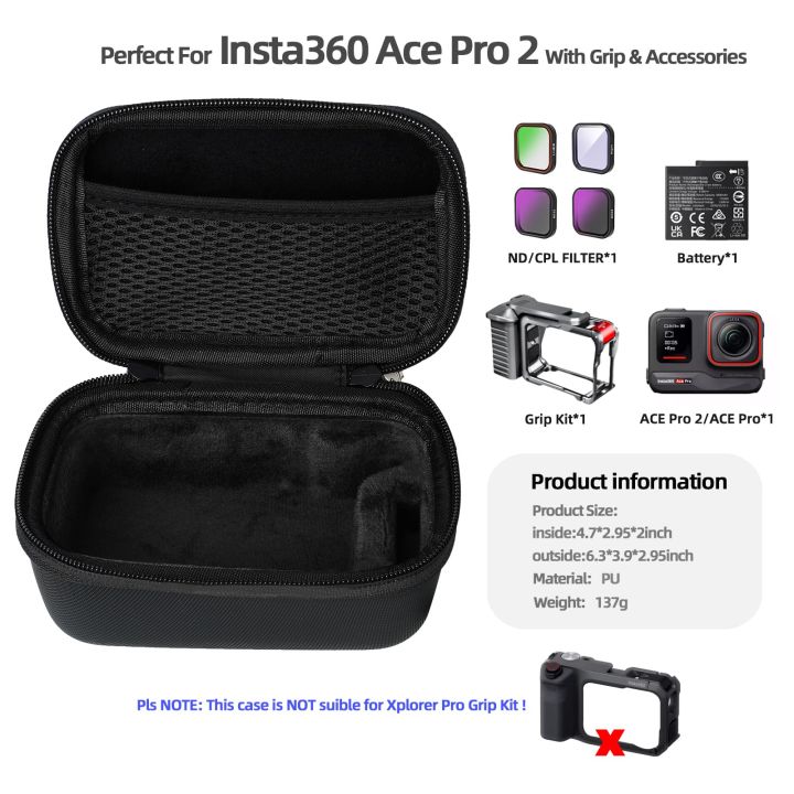 Case%20for%20Insta360%20Ace%20Pro/Ace%20Pro%202,%20Waterproof%20&%20Shockproof,Dedicated%20Battery%20Compartment%20&Durable%20Black%20Protective%20Storage%20Box%20-%20Image%202