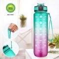 Sports Water Bottle with Straw 1 Litre Leakproof 1000ml with Filter Time Marking BPA Free Tritan Plastic Kids Men Women Cycling Gym Hiking Running. 