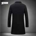 2024 Spring Autumn New Long Cotton Coat New Wool Blend Pure Color Casual Business Fashion Men's Clothing Slim Windbreaker Jacket. 