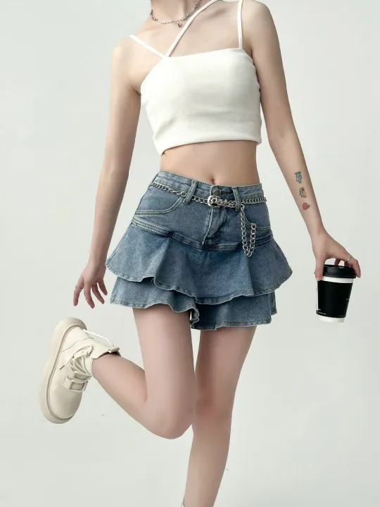 Spice%20Girls%20Denim%20Skirt%20Anti-Slip%20Double%20Denim%20Skirt%20Women's%20Stretch%20High-Waisted%20Slimming%20A-Line%20Cake%20Skirt%20-%20Image%205