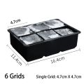 4/6/8/Grid Big Ice Tray Mold Box Large Food Grade Silicone Ice Cube Square Tray Mold Diy Bar Pub Wine Ice Blocks Maker Model. 