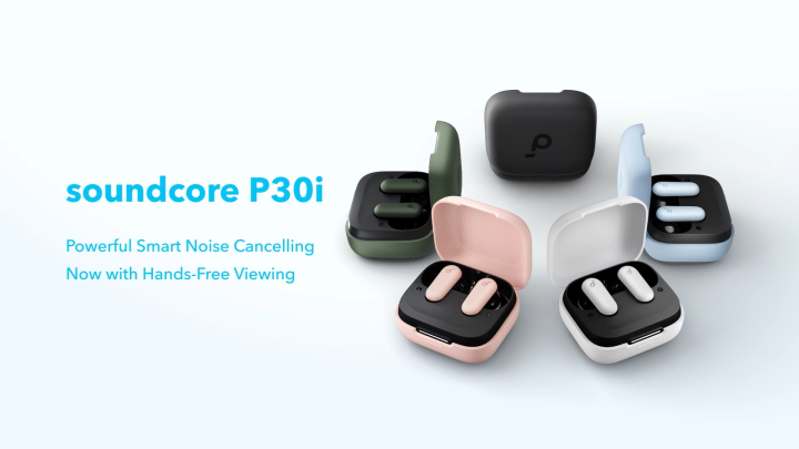 Soundcore P30i by Anker Noise Cancelling Earbuds, Strong and Smart Noise Cancelling, Powerful Bass, 45H Playtime, 2-in-1 Case and Phone Stand, IP54, Wireless Earbuds, Bluetooth 5.4 with 18 months warranty