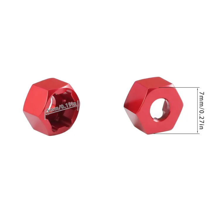 4Pcs%205mm%20to%207mm/12mm%20Hex%20Wheel%20Hub%20Adapters%20Conversion%20for%20Axial%20SCX24%201/24%20Wheels%20on%20WPL%20D12%201/10%20MN%201/12%20RC%20Car%20Upgrade%20Parts%20-%20Image%206