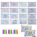 DIY Color Filling Drawing Pencil Bag Creative Graffiti Coloring Stationery Storage Bag Marker Pen Painting Kits For Kids Student. 