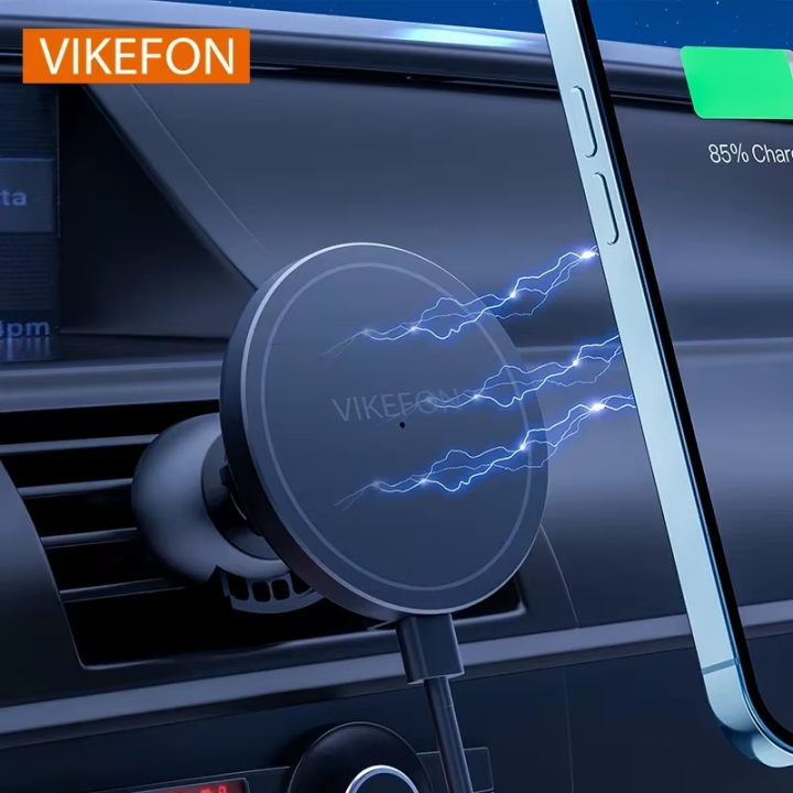 VIKEFON Magnetic Car Wireless Charger For iPhone 12 13 14 15 Pro Max Air Vent Car Phone Holder Stand Fast Car Charging