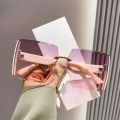 Women Fashion Rimless Beach Gradient Sunglass Original Lady Retro UV400 Eyeglasses. 