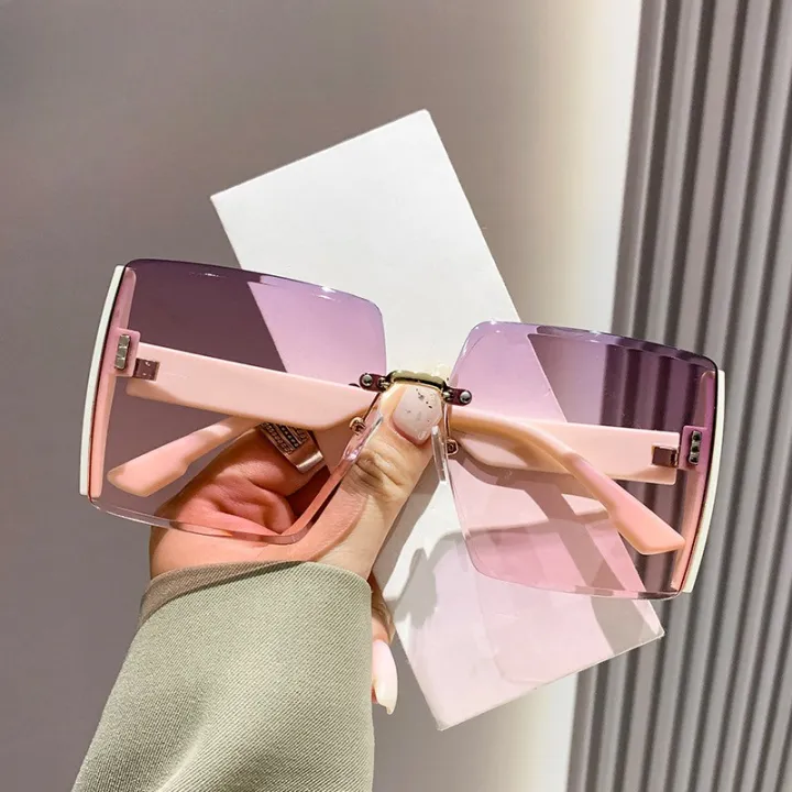 Women%20Fashion%20Rimless%20Beach%20Gradient%20Sunglass%20Original%20Lady%20Retro%20UV400%20Eyeglasses%20-%20Image%203