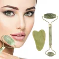 Natural Rose Jade Roller Face Massage Gua Sha Board Jade Massager Body Facial Eye Scraping Acupuncture Face Lift. 