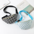 Checkered Waist Bag, Adjustable Belt Storage Bag, Small Crossbody Bag, Portable Travel Makeup Bag, Cute Plaid Pattern Makeup Bag. 