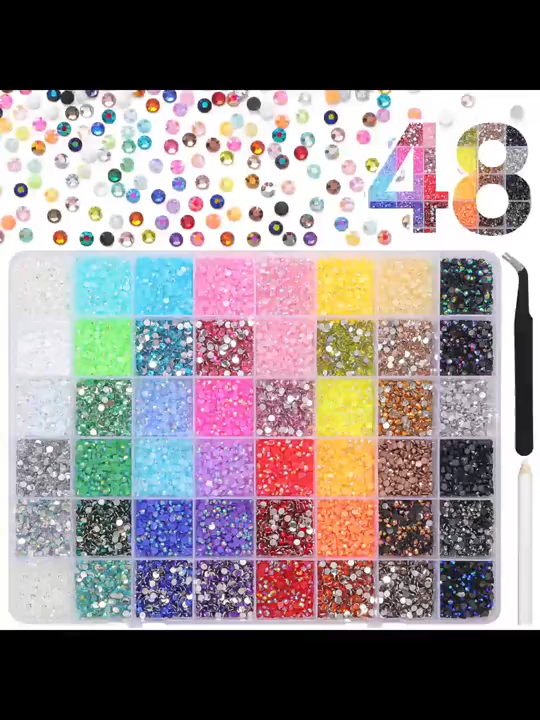 💎 40,000PCS 48 Colors Resin Flat Back Rhinestone Bedazzle Kit – 3mm DIY Craft Set with Tools | Nail Art, Phone Case, Shoes, & Diamond Painting
