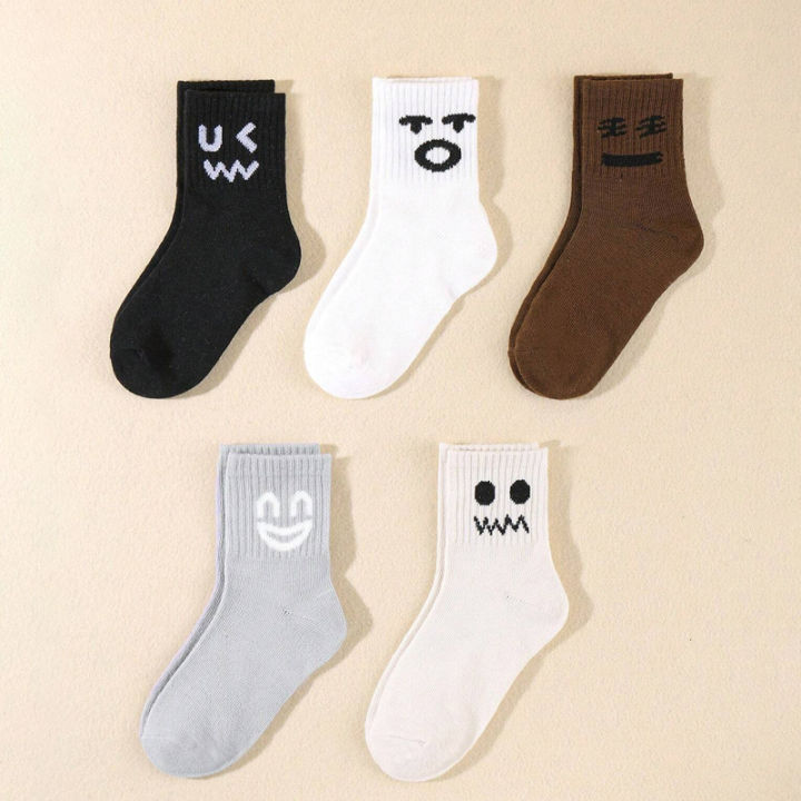 5%20Pairs%20Expressionless%20Children's%20Socks,%20Comfortable%20and%20Trendy%20Versatile%20Socks,%20Suitable%20for%20Sports%20and%20Casual%20Wear%20-%20Image%203