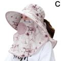 Summer Women Wide Brim Garden Work Shade Hat Face Mask No Detachable Sunhat Outdoor Breathable Fisherman Hat UV Protection .