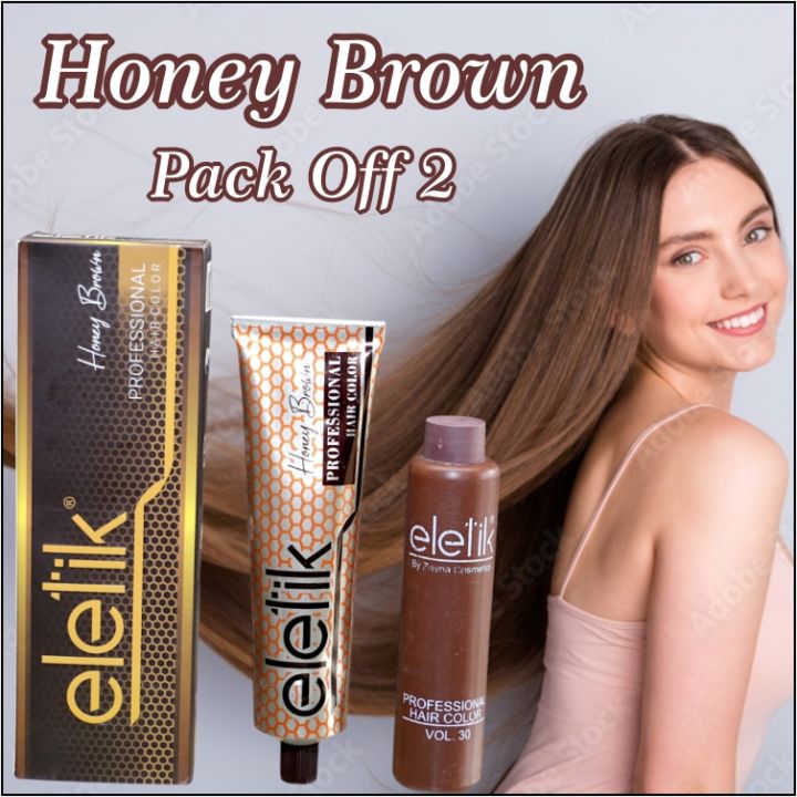 Honey Brown Professional Eletik Natural hair color Pack of 2