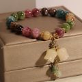 Fashion Natural Stone Beaded Bracelet for Women Lily of the Valley Flower Pendant Tassel Chain Bracelets Girl Party Jewelry .