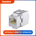 Natalink Cat6a Cat7 Keystone Jack STP RJ45 Tool-Less Zinc Alloy Module Shielded Ethernet Coupler Adapter 10GB for Wall Plate.