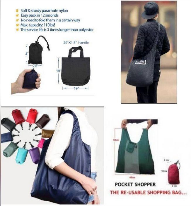 Foldable Bag Parachute Shopper Re-usable Grocery fold-able shopper.