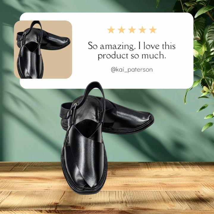 black Peshawari chappal for men's and boy's/slim shape/ charsadda design/ pure handmade and leather/ hand stitched/ patawa also leather and keep feet's cool in summer
