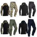 Paintball Suits Work Clothing Uniform Multi Pockets Combat Camo Shirts with Hood Cargo Knee Pads Pants Hunting Clothes.