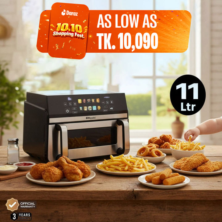 Miyako Air Fryer AF-1100 CG Non Stick Food Grade Inverter Tech Rapid Air Technology-11L Capacity 2400 WATT