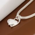 DOTEFFIL 925 Sterling Silver Gorgeous Charm Fashion Charm Heart Wedding Lady Love Necklace Noble Luxury 18 Inches Silver Jewelry.