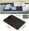 Car Dashboard Anti Slip Phone Mat with 360 Degrees Rotating Phone Holder Non-Slip Multifunctional 6 in 1 Anti-Skid Phone Mat with Parking Numbers for Coins Keys Cell Phones. 