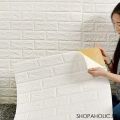 3D Brick Wall Stickers | Self Adhesive Peel & Stick Wallpaper Sheets | Waterproof Foam Wall Panels | Home Decor for Bedroom, Living Room, Office. 