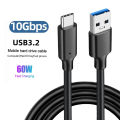 USB 3.2 10Gbps 3A 60W QC 3.0 Type C Cable USB A to Type-C 3.2 Gen2 Cable Data Transfer USB C SSD Hard Disk Cable Fast Charging. 