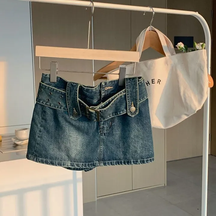 Y2K%20Summer%20New%20A-line%20Miniskirt%20High%20Waist%20Street%20Fashion%20Denim%20Retro%20Straight%20Tube%20Hip%20Wrap%20Skirt%20Women's%20Belt%20Skirt%20-%20Image%206