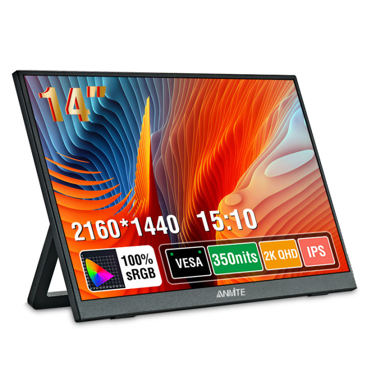 14-inch 2.5K 2160*1440 Portable Monitor 60HZ For Laptop XBox PS4 / 5 Switch TV Box Cell Phone PC Extension Mobile