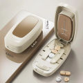 Multifunctional Pill Splitter with Storage Compartment 2/3/4 Parts Dustproof Pill Divider Storage Box Divide Organizer Crusher. 