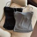 Women's Sleeveless Pleated Slim Fit Vest  Hot Girl Short Top With Thin Shoulder Straps Solid Color Simple Fashion Vest. 