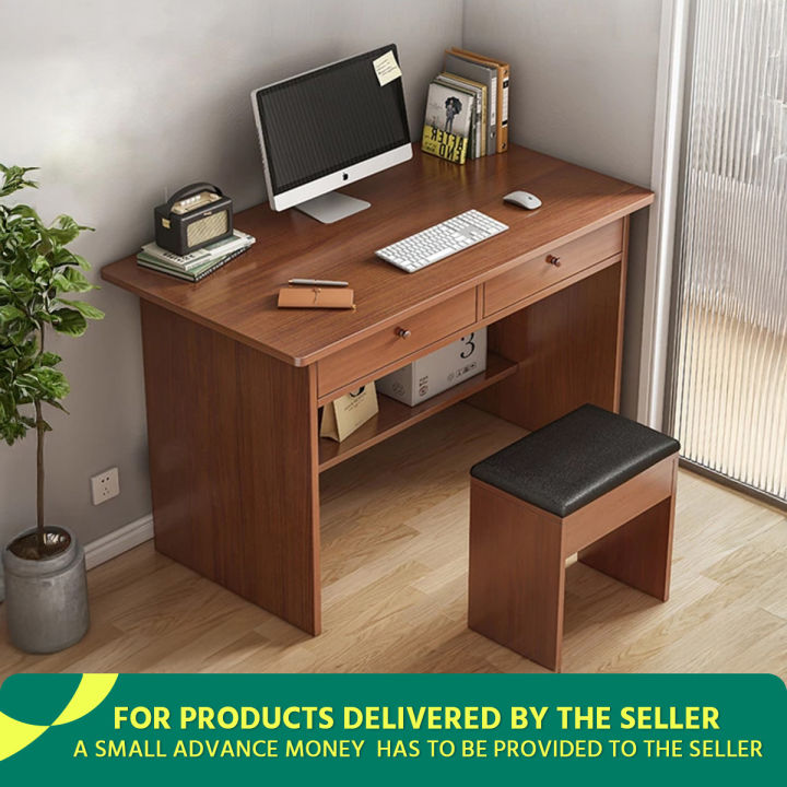 Study Table for Students with Sitting stool & 2 lock Drawers Storage  | Office Table for Work from Home Office Desk Computer Table for Home Desk Study Table| Laptop Table (Honey)