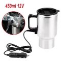 Electric Heating Car Kettle 12V 450ml Vehicle Heating Cup Stainless Steel Camping Travel Kettle Water Coffee Milk Thermal Mug. 