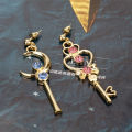 Girl accessories,key moon heart earrings,long asymmetrical earrings and earrings,girl birthday ,daily accessories,new style.