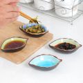 1/4PCS Leaves Ceramic Saucer Creative Ice Crack Glaze Leaf Ceramic Seasoning Soy Sauce Vinegar Plates Kitchen Multi-Purpose Dish.