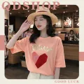 Qdshop🎈New arrival Korean style heart shape summer short-sleeved T-shirt simple and multi-match easy to wear all festival❤️. 