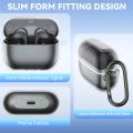 for Samsung Galaxy Buds 3 Pro & Buds 3 Case Cover Soft Silicone Protective Case Accessories with Carabiner for Men Women (Clear).