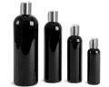 200ML  Black Cylindrical  Plastic Bottles + Chrome Atomiser Spray ANY AMOUNT. 