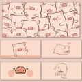 Cartoon Pink Cute Pig Large Mouse Pad - XXL Kawaii Desk Mat for Girls, Creative Non-Slip Keyboard Surface for Gaming & Office. 