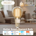 MOES Matter Smart Filament Bulb Color Temperature Energy Saving Biological Rhythm E27 7W Schedule Voice Remote Tuya APP Control. 