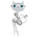 Opal Super Cute Kitten Cat Eye Stone Brooch Crystal Collar Creativity Dress Fashionable Style Wedding Accessories.