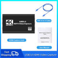 TABLLYUGE 4K USB 3.0 HDTV Video Capture Card HDMI-compatible Video Recorder Grabber For PC PS4 OBS Game Recording Game Audio Mic.