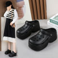 9CM Thick Women's Sandals 2024 New Summer Slippers High Heel Soft Sole Beach Garden Shoes Outdoor Waterproof Women's Hole Shoes.